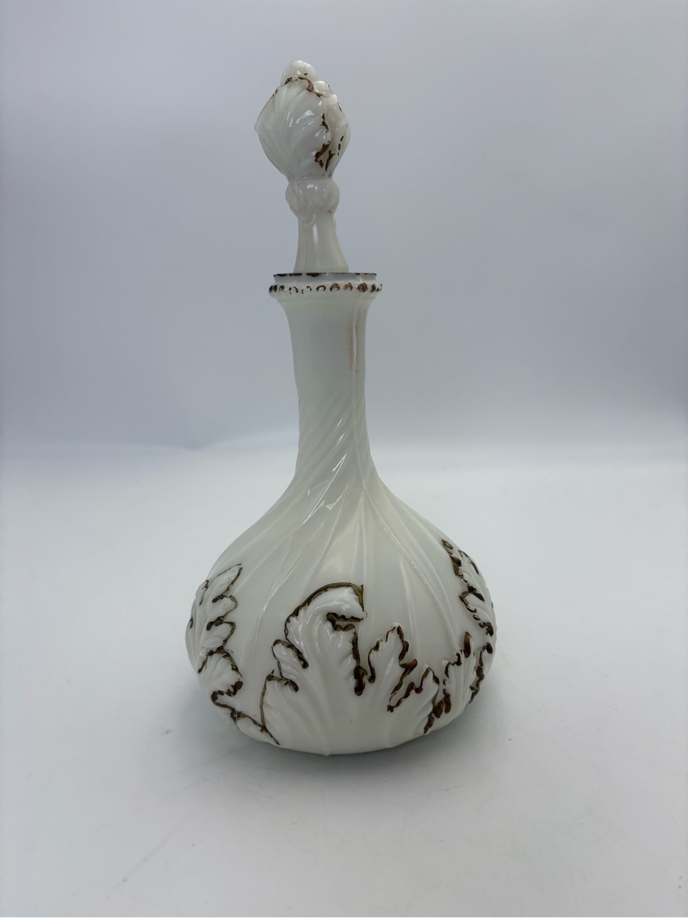 Antique Milk Glass Apothecary Vanity Bottle - Picture 5 of 13